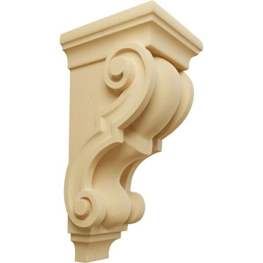 Ekena Millwork 4 1/2"W x 5"D x 10"H Medium Traditional Wood Corbel, Alder