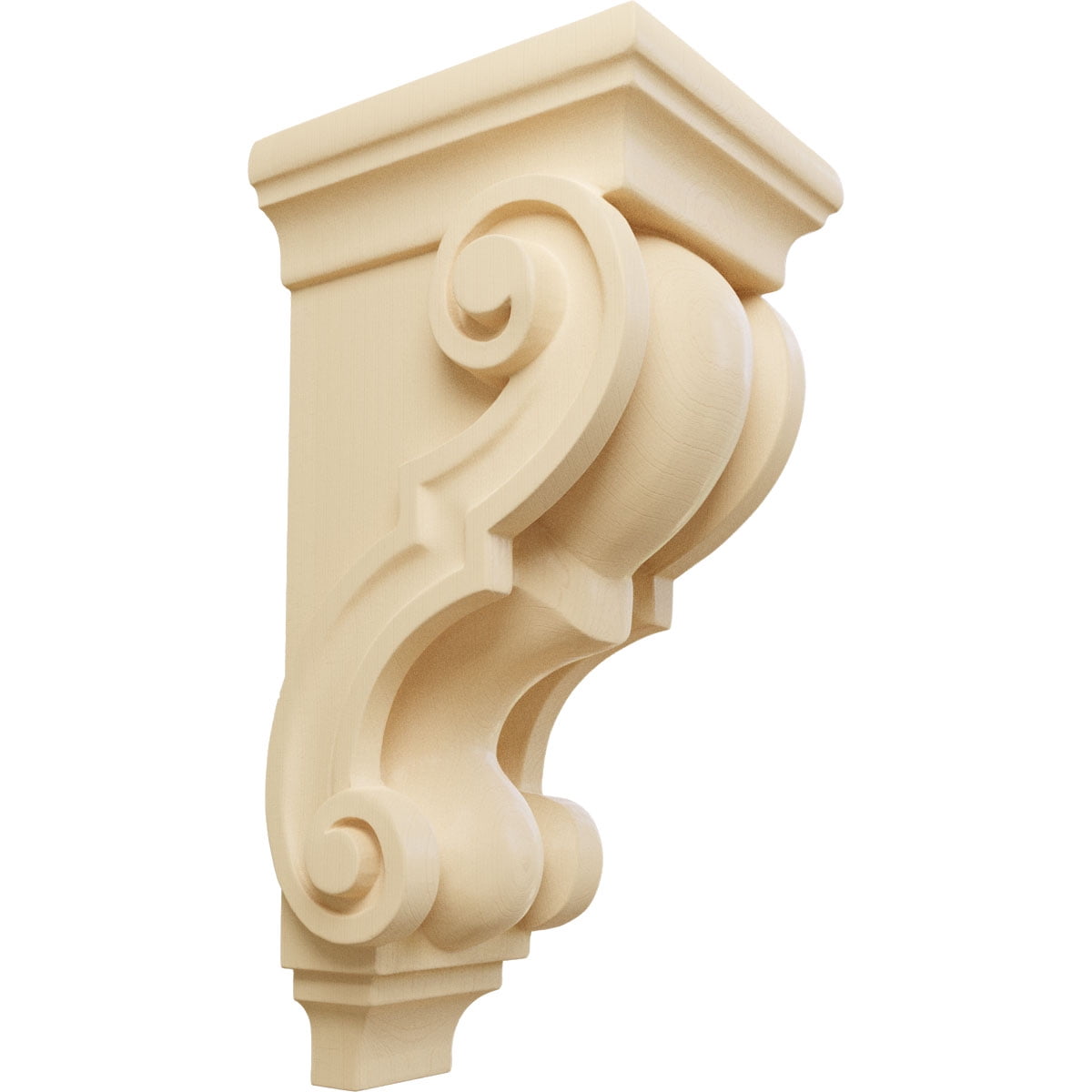Medium Maple Traditional Hand-Carved Wood Corbel, 4.5"W x 5"D x 10"H