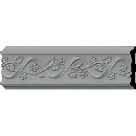 Ekena Millwork 4 1/4"H x 3/4"P x 94 1/2"L, (8 3/4" Repeat), Floral Chair Rail (12-Pack)