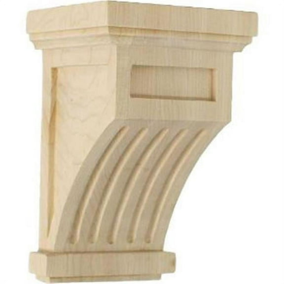 Ekena Millwork 4 1/4"W x 4 1/4"D x 7"H Fluted Corbel, Rubberwood