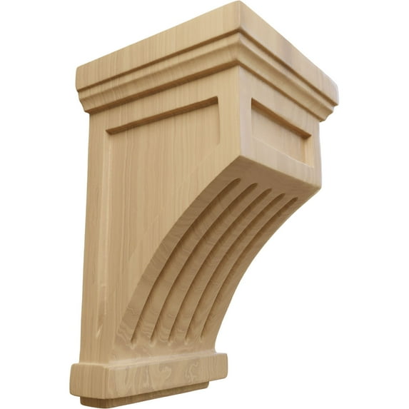 Ekena Millwork 4 1/4"W x 4 1/4"D x 7"H Fluted Mission Corbel, Cherry