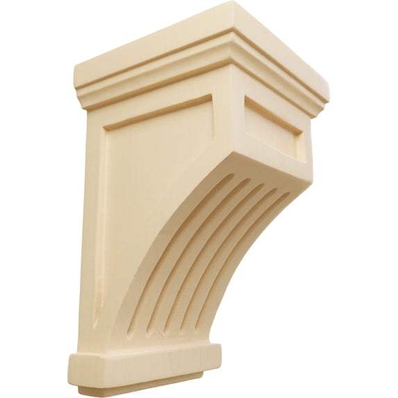 Ekena Millwork 4 1/4"W x 4 1/4"D x 7"H Fluted Mission Corbel, Maple