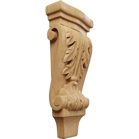 Ekena Millwork 4 3/4"W x 1 3/4"D x 10"H Small Acanthus Pilaster Wood Corbel, Cherry