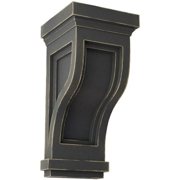Ekena Millwork 4 3/4"W x 5"D x 10"H Traditional Recessed Wood Vintage Decor Corbel, Black