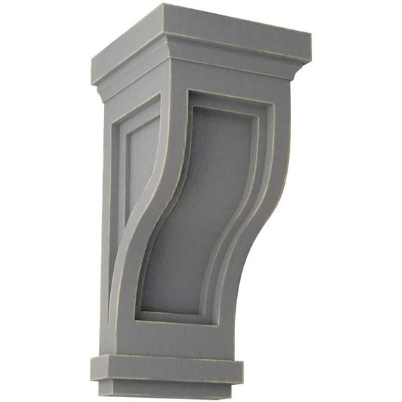 Ekena Millwork 4 3/4"W x 5"D x 10"H Traditional Recessed Wood Vintage Decor Corbel, Pebble Grey