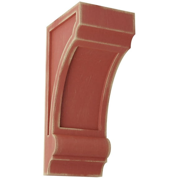 Ekena Millwork 4 3/4"W x 6"D x 12"H Diane Recessed Wood Vintage Decor Corbel, Salvage Red