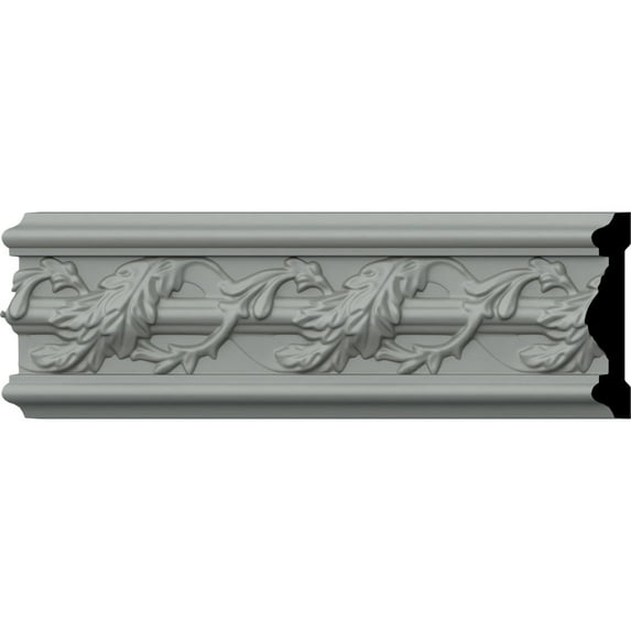 Ekena Millwork 4 3/8"H x 1"P x 94 1/2"L, (6 1/8" Repeat), Southhampton Acanthus Leaf Chair Rail (8-Pack)