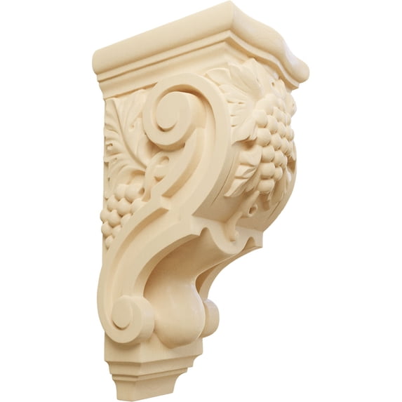 Ekena Millwork 4 7/8"W x 5 1/2"D x 10 7/8"H Medium Grape Bunches Corbel, Maple