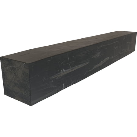 Ekena Millwork 4"H x 4"D x 36"W Hand Hewn Faux Wood Fireplace Mantel, Aged Ash
