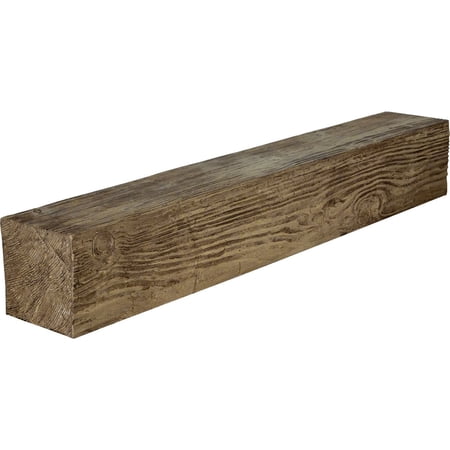 Ekena Millwork 4"H x 4"D x 36"W Sandblasted Faux Wood Fireplace Mantel, Natural Golden Oak