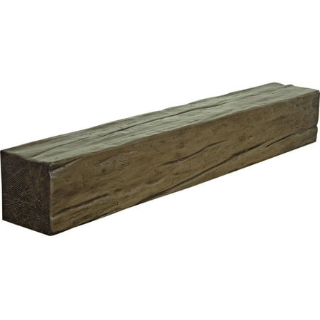 Ekena Millwork 4"H x 4"D x 48"W Riverwood Faux Wood Fireplace Mantel, Premium Walnut