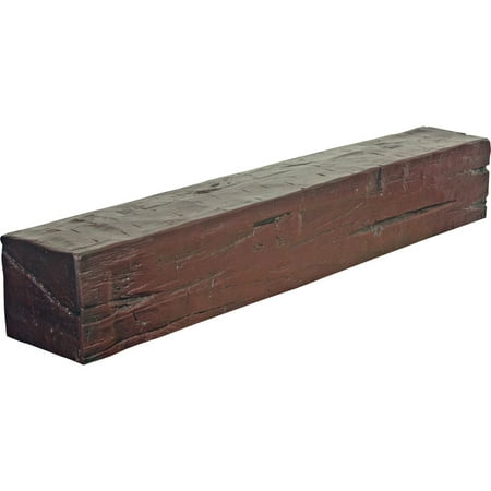 Ekena Millwork 4"H x 4"D x 60"W Hand Hewn Faux Wood Fireplace Mantel, Premium Cherry