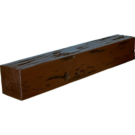 Ekena Millwork 4"H x 4"D x 60"W Pecky Cypress Faux Wood Fireplace Mantel, Natural Pecan
