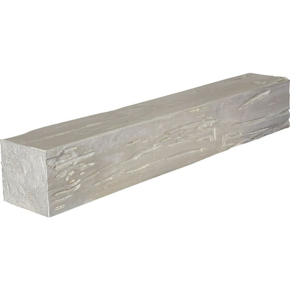 Ekena Millwork 4"H x 4"D x 60"W Pecky Cypress Faux Wood Fireplace Mantel, White Washed