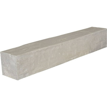 Ekena Millwork 4"H x 4"D x 72"W Hand Hewn Faux Wood Fireplace Mantel, White Washed