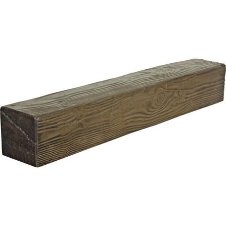 Ekena Millwork 4"H x 4"D x 72"W Sandblasted Faux Wood Fireplace Mantel, Premium Walnut