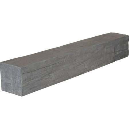 Ekena Millwork 4"H x 4"D x 84"W Hand Hewn Faux Wood Fireplace Mantel, Aged Cedar