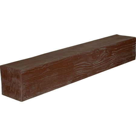 Ekena Millwork 4"H x 6"D x 36"W Sandblasted Faux Wood Fireplace Mantel, Aged Pecan