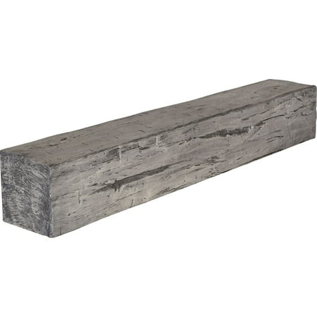 Ekena Millwork 4"H x 6"D x 48"W Hand Hewn Faux Wood Fireplace Mantel, Burnished Pine