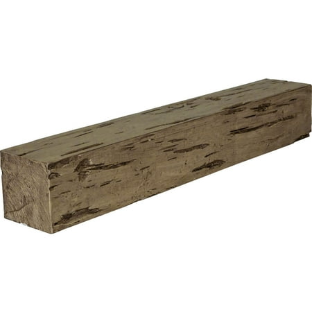 Ekena Millwork 4"H x 6"D x 48"W Pecky Cypress Faux Wood Fireplace Mantel, Natural Golden Oak