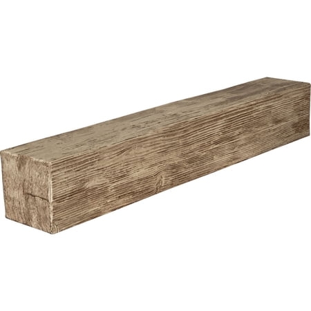 Ekena Millwork 4"H x 6"D x 48"W Sandblasted Faux Wood Fireplace Mantel, Natural Pine