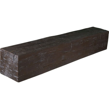 product image of Ekena Millwork 4"H x 6"D x 60"W Hand Hewn Faux Wood Fireplace Mantel, Burnished Mahogany