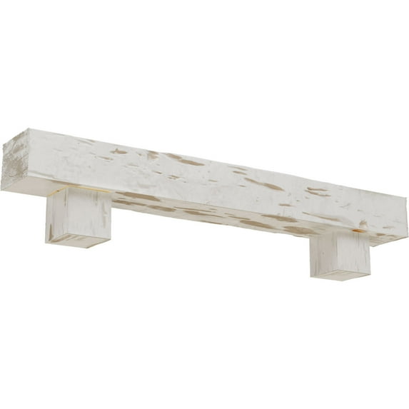 Ekena Millwork 4"H x 6"D x 60"W Pecky Cypress Faux Wood Fireplace Mantel Kit w/ Alamo Corbels, Factory Prepped
