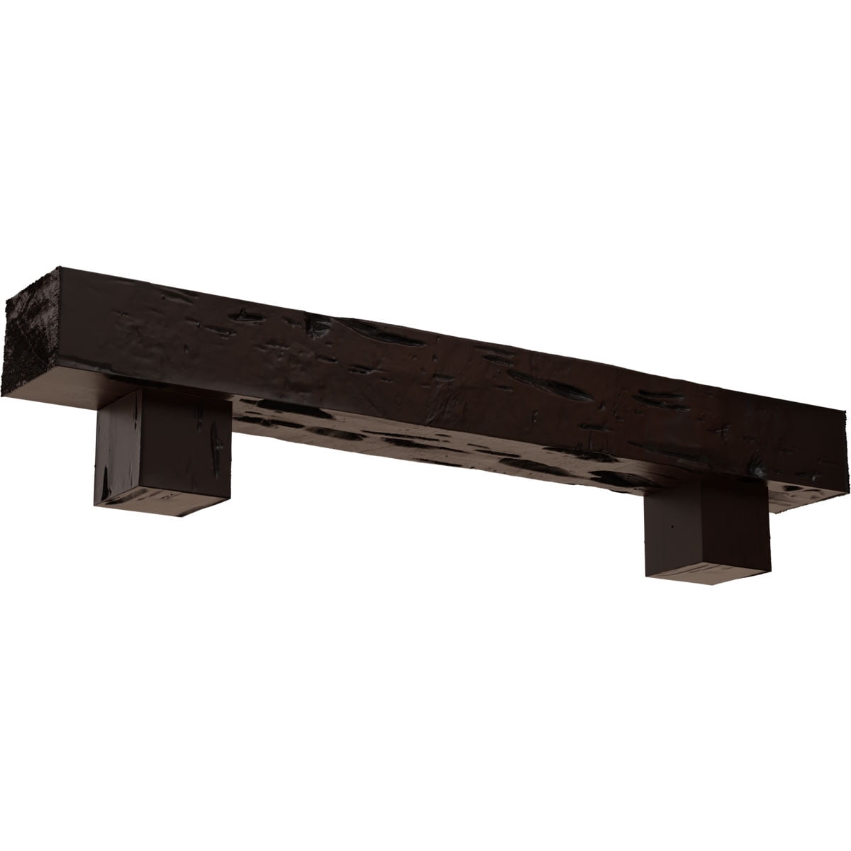 Ekena Millwork 4"H x 6"D x 60"W Pecky Cypress Faux Wood Fireplace Mantel Kit w/ Alamo Corbels, Premium Mahogany
