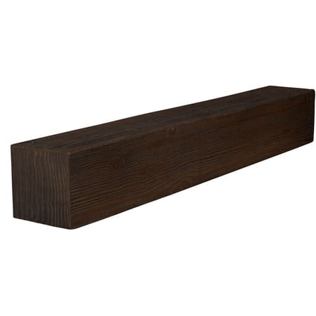 Ekena Millwork 4"H x 6"D x 60"W Sandblasted Faux Wood Fireplace Mantel, Burnished Mahogany