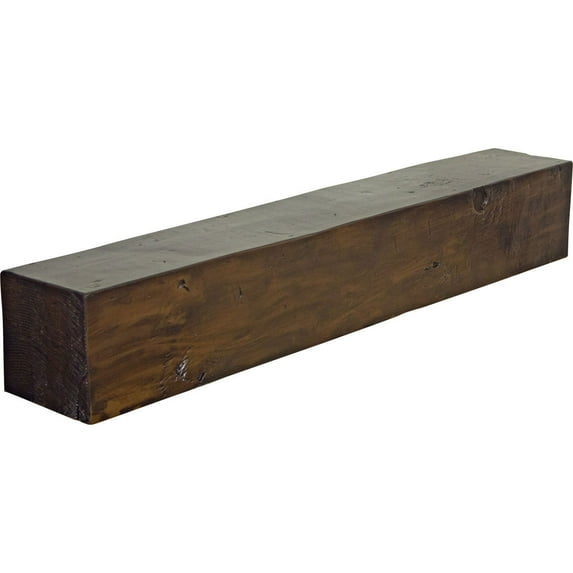 Ekena Millwork 4"H x 6"D x 84"W Knotty Pine Faux Wood Fireplace Mantel, Premium Hickory