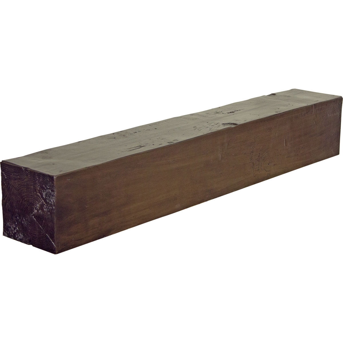 Ekena Millwork 4"H x 6"D x 84"W Knotty Pine Faux Wood Fireplace Mantel, Premium Walnut