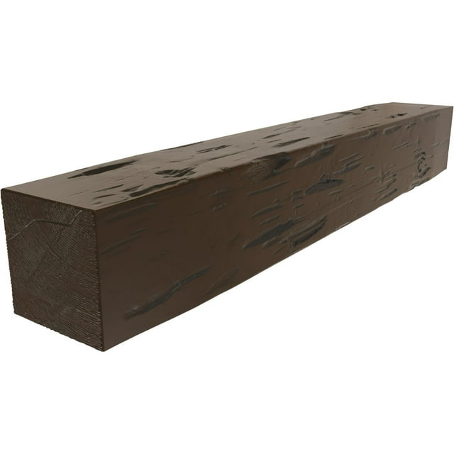 Ekena Millwork 4"H x 6"D x 84"W Pecky Cypress Faux Wood Fireplace Mantel, Burnished Mahogany