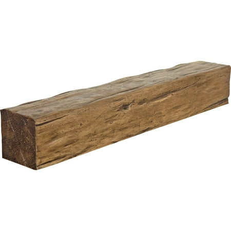 Ekena Millwork 4"H x 6"D x 84"W Riverwood Faux Wood Fireplace Mantel, Premium Aged