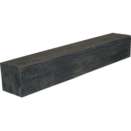 Ekena Millwork 4"H x 6"D x 84"W Sandblasted Faux Wood Fireplace Mantel, Aged Ash