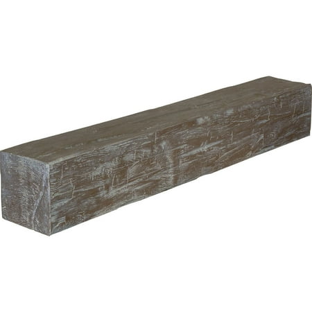 Ekena Millwork 4"H x 8"D x 36"W Hand Hewn Faux Wood Fireplace Mantel, Vintage Mahogany