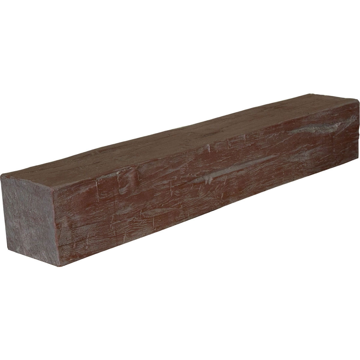 Ekena Millwork 4"H x 8"D x 48"W Hand Hewn Faux Wood Fireplace Mantel, Aged Pecan