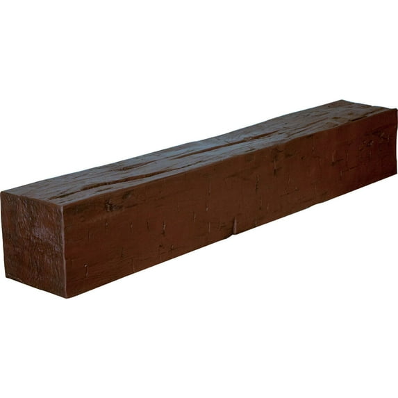 Ekena Millwork 4"H x 8"D x 48"W Hand Hewn Faux Wood Fireplace Mantel, Natural Pecan