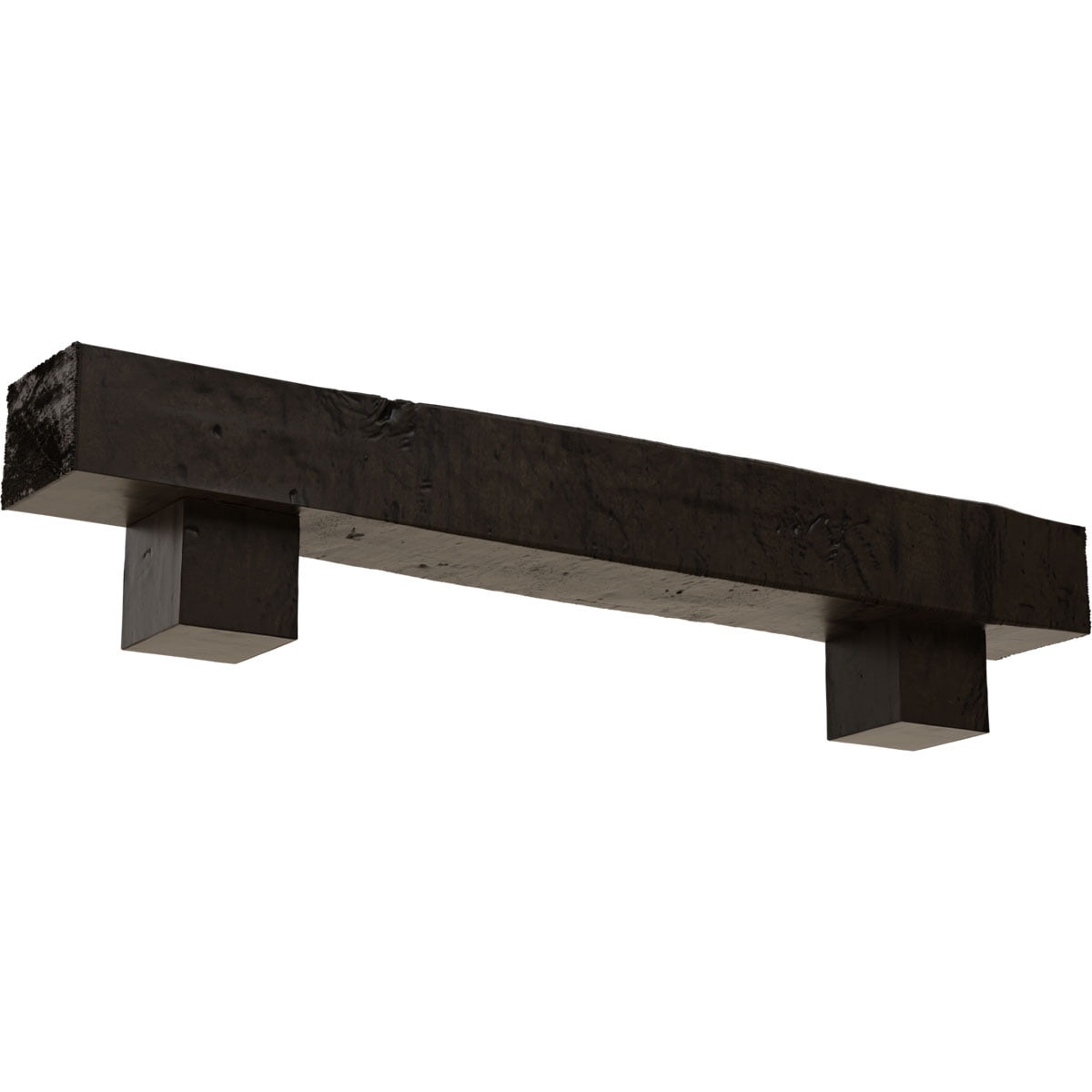 Ekena Millwork 4"H x 8"D x 48"W Knotty Pine Faux Wood Fireplace Mantel Kit w/ Alamo Corbels, Premium Walnut