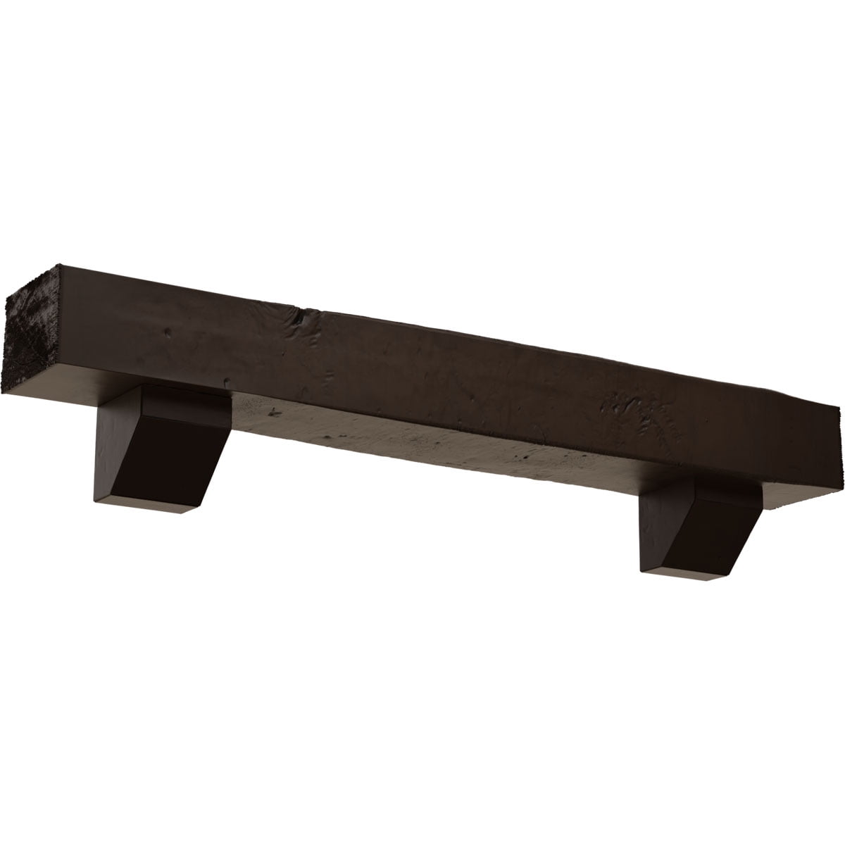 Ekena Millwork 4"H x 8"D x 60"W Knotty Pine Faux Wood Fireplace Mantel Kit with Ashford Corbels, Natural Mahogany