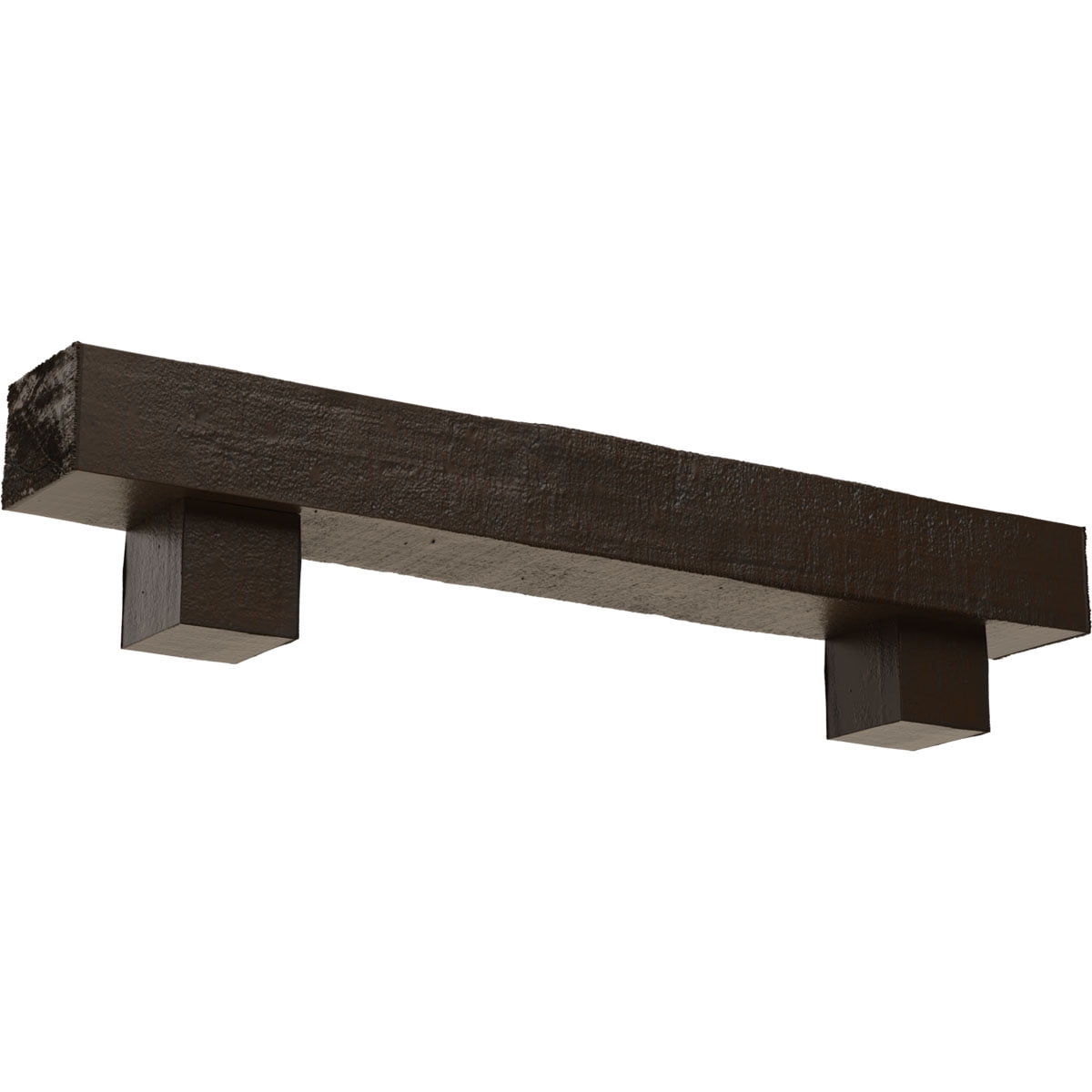 Ekena Millwork 4"H x 8"D x 60"W Rough Cedar Faux Wood Fireplace Mantel Kit w/ Alamo Corbels, Burnished Mahogany