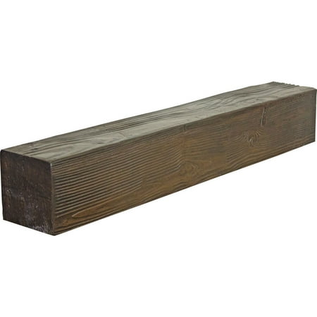 Ekena Millwork 4"H x 8"D x 84"W Sandblasted Faux Wood Fireplace Mantel, Premium Hickory