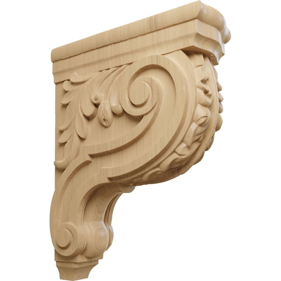 Ekena Millwork 4"W x 10 1/2"D x 14"H Large Hudson Acanthus Wood Corbel, Cherry