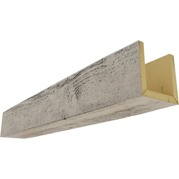 Ekena Millwork 4"W x 12"H x 10'L 3-Sided (U-beam) Rough Sawn Endurathane Faux Wood Ceiling Beam, Burnished Pine
