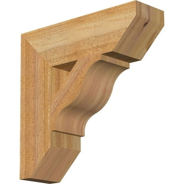Ekena Millwork 4"W x 14"D x 14"H Funston Slat Rough Sawn Bracket, Western Red Cedar