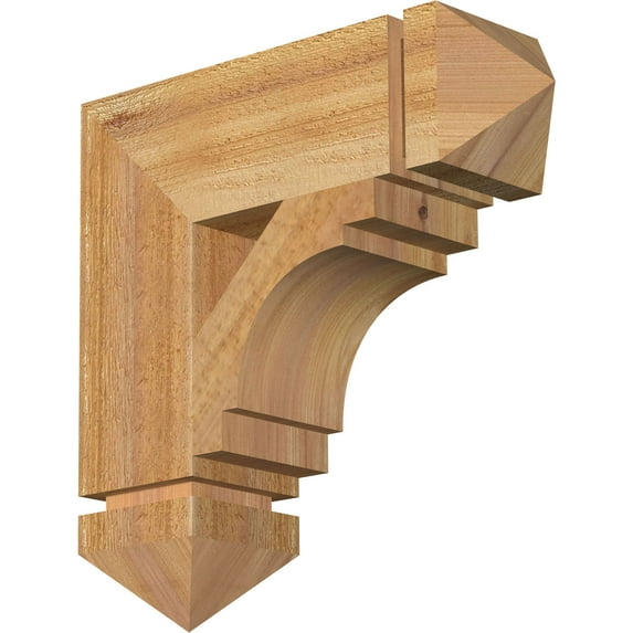 Ekena Millwork 4"W x 14"D x 14"H Merced Arts & Crafts Rough Sawn Bracket, Western Red Cedar