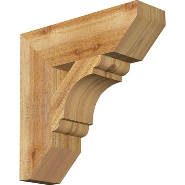 Ekena Millwork 4"W x 14"D x 14"H Olympic Slat Rough Sawn Bracket, Western Red Cedar