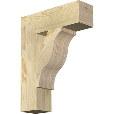 Ekena Millwork 4"W x 14"D x 18"H Funston Block Rough Sawn Bracket, Douglas Fir