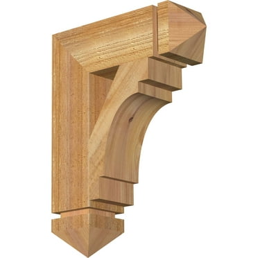 Ekena Millwork 4"W x 14"D x 18"H Merced Arts & Crafts Rough Sawn Bracket, Western Red Cedar