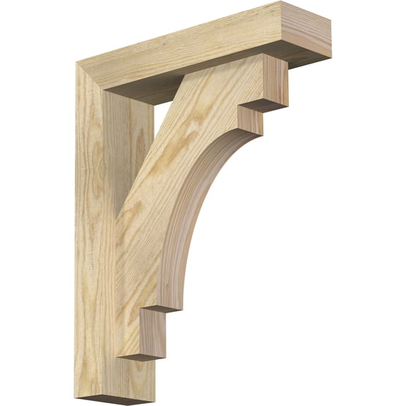 Ekena Millwork 4"W x 14"D x 18"H Merced Block Rough Sawn Bracket w/ Offset Brace, Douglas Fir