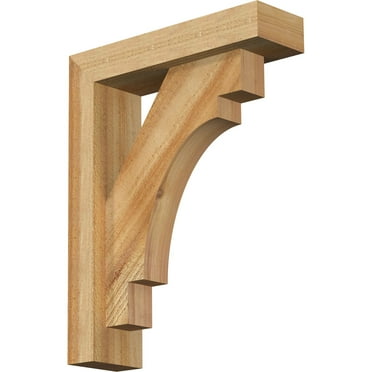 Ekena Millwork 4"W x 14"D x 18"H Merced Block Rough Sawn Bracket w/ Offset Brace, Western Red Cedar